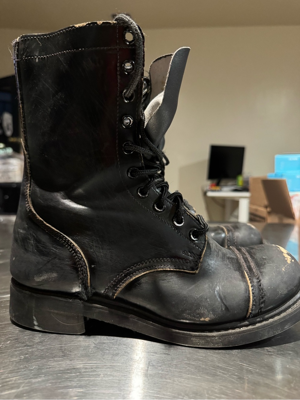 Rothco Black Leather Lace-Up Military Combat Boots 9.5